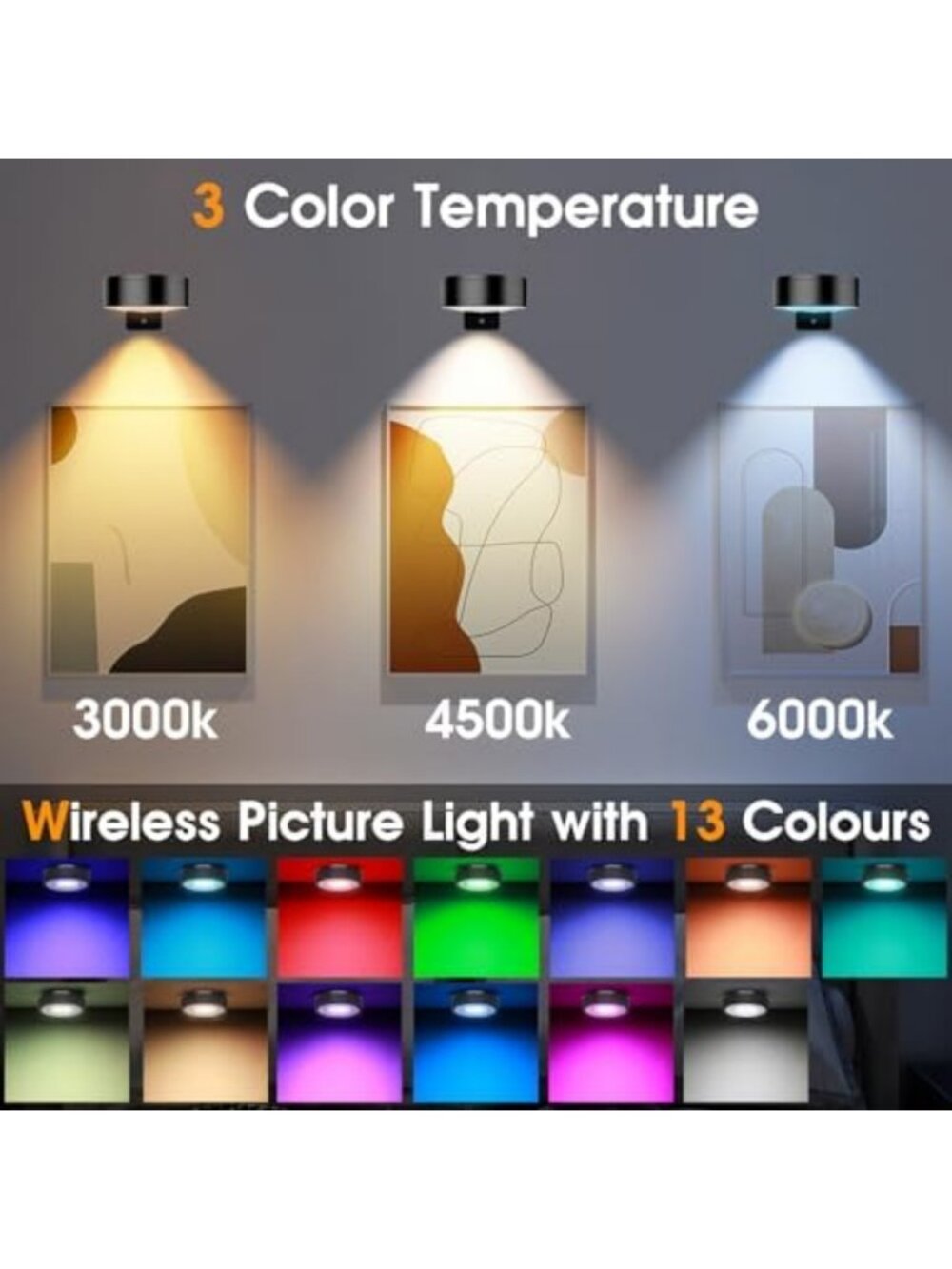 RGB Color Changing LED Picture Frame Lights - Rechargeable, Remote Control - Picture 3 of 7